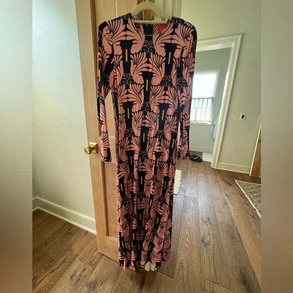 La Double J long sleeve swing dress in Ali Rosa Sable, xsmall - Picture 2 of 11